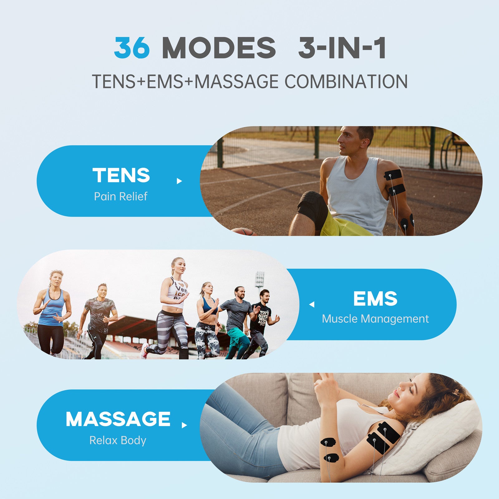 TENS Unit Muscle Stimulator EMS Pulse Massager Rechargeable