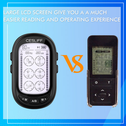 CESLIFF Dual Channel TENS EMS Unit Large Screen 24 Modes 36 Levels Intensity Muscle Stimulator, Rechargeable Electric Pulse Massager TENS Machine for Lower Back Neck Shoulder Pain Relief with 10 Pads
