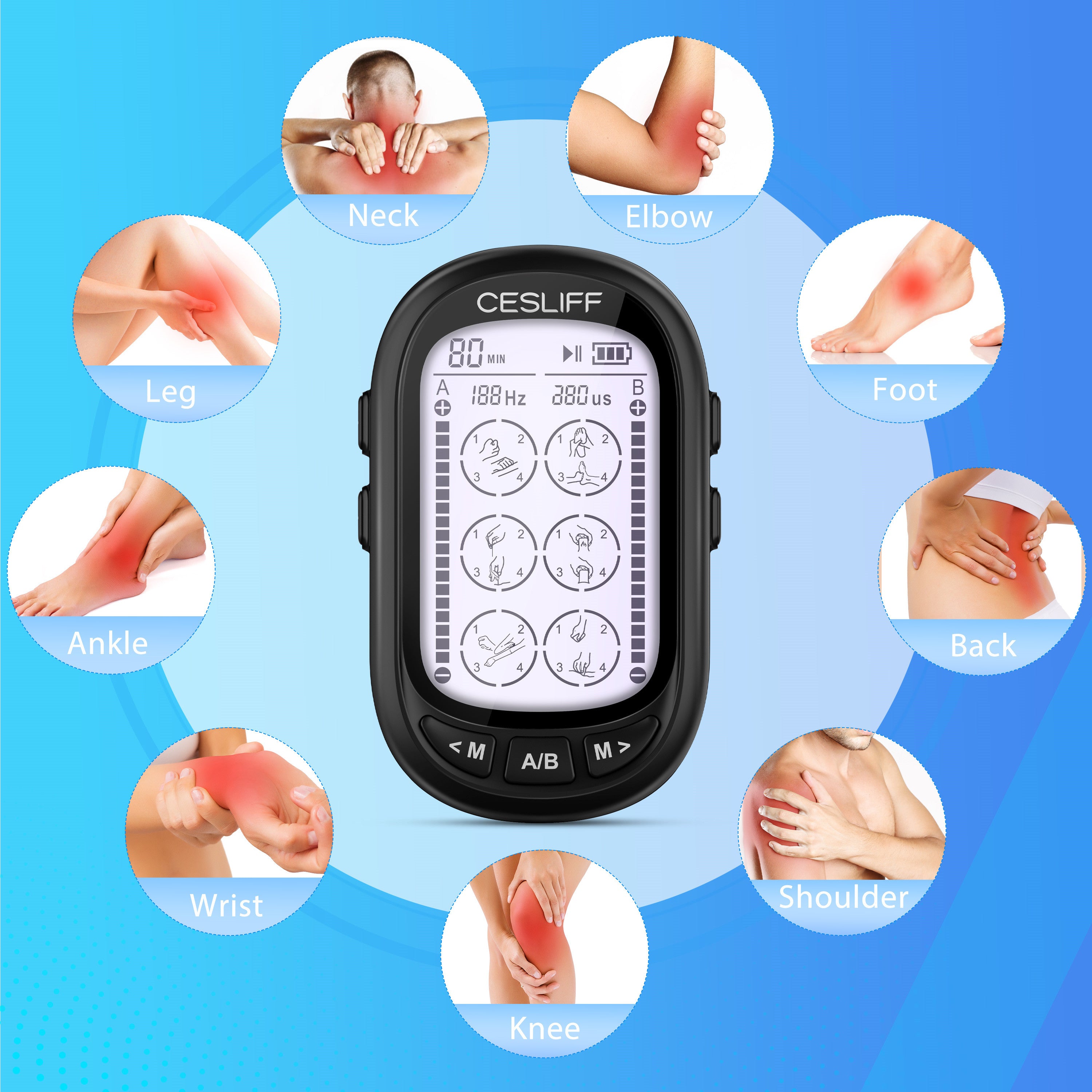U.S. Jaclean FDA Cleared Tens Unit Electronic Pulse Massager for